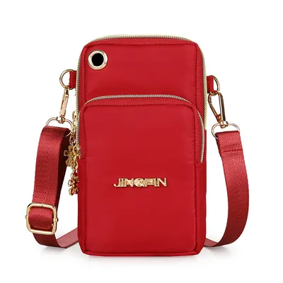 Mobile Phone Bag Women Shoulder Bag 3 layer Zipper Design Small Crossbody Shouder Bags Wallet Coin Purse Red - Shop at LoveMi