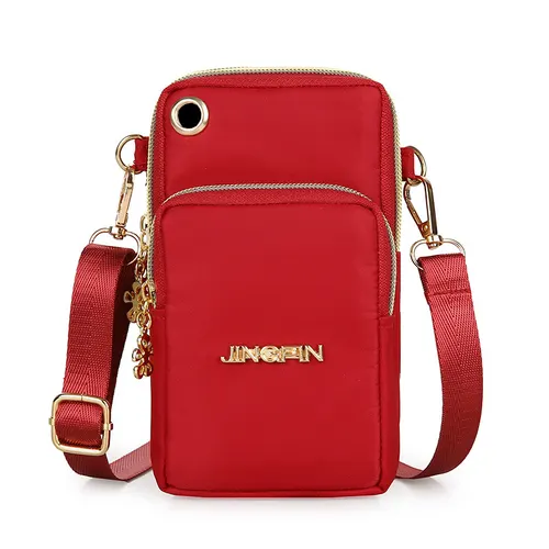 Mobile Phone Bag Women Shoulder Bag 3 layer Zipper Design Small Crossbody Shouder Bags Wallet Coin Purse Red - Shop at LoveMi