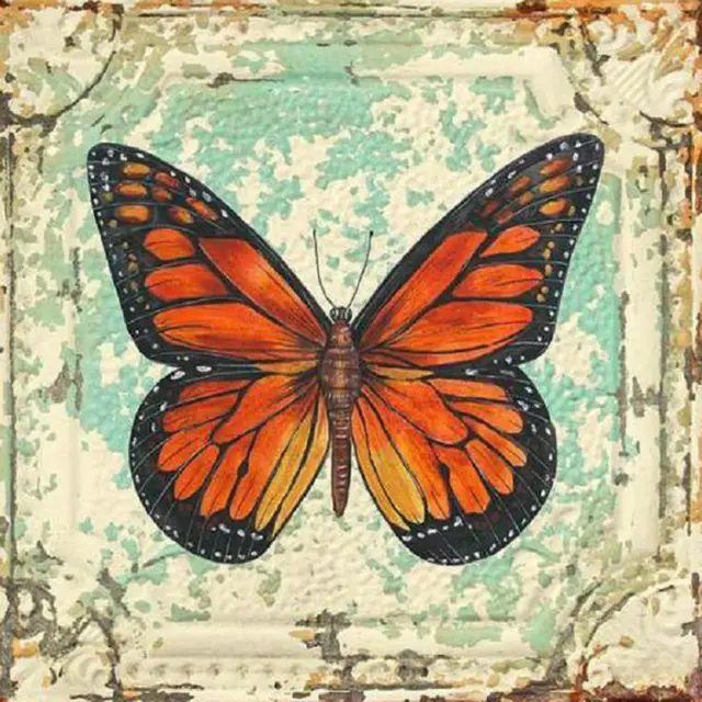 Orange Butterfly Cross Stitch Diamond Embroidery Round - Shop at LoveMi