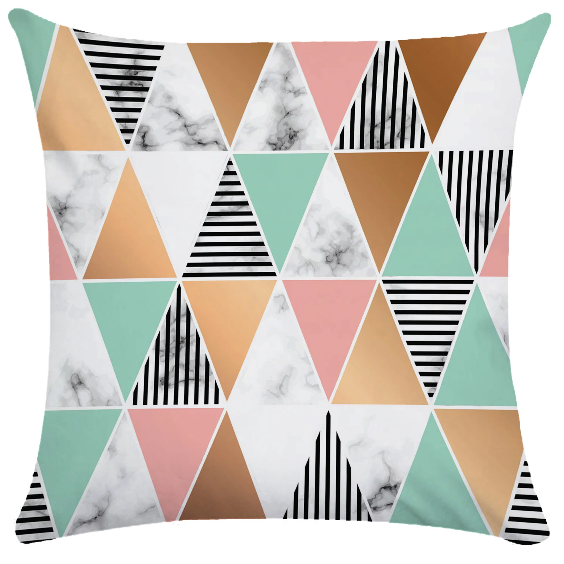 Geometric Marble Pillowcase Super Soft Short Plush - View 1