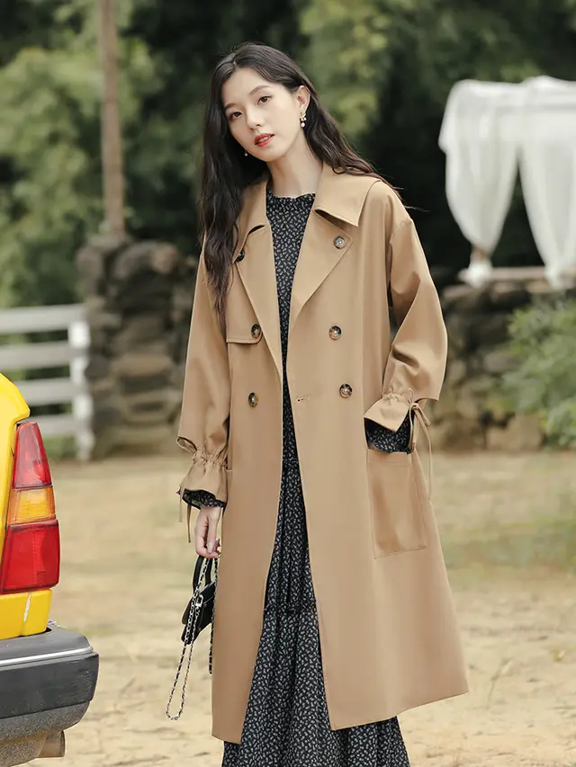 Small Man Overcoat Women Khaki Windbreaker Jacket Khaki - Shop at LoveMi