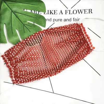 Mesh And Diamond Decorative Masks Become Beautiful Artifacts Rose Red - Shop at LoveMi