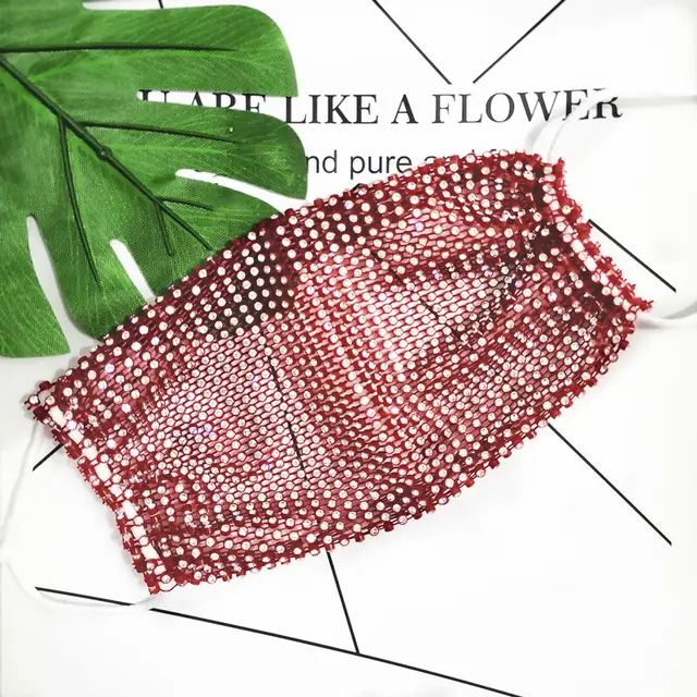 Mesh And Diamond Decorative Masks Become Beautiful Artifacts Wine Red - Shop at LoveMi