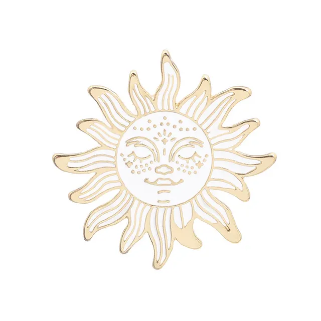 Cartoon Sun Moon Wave Combination Series Brooch Gold B - Shop at LoveMi