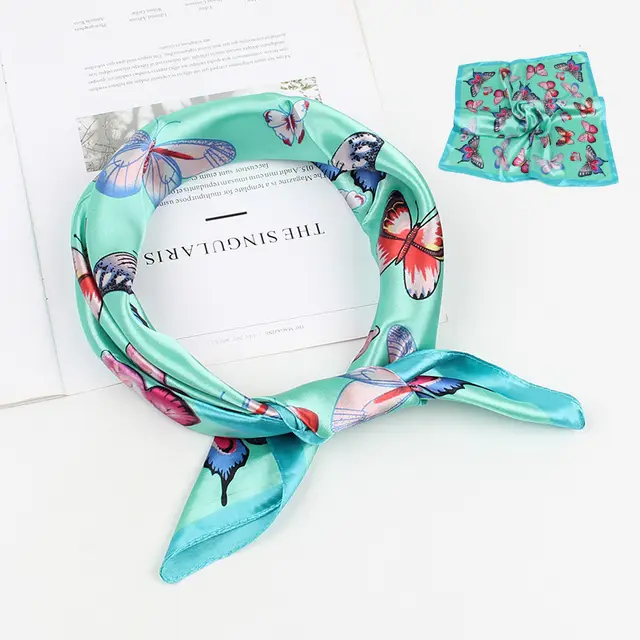 Elegant Print Butterfly Scarf Fashion Square Scarf Ladies Fashion Green - Shop at LoveMi