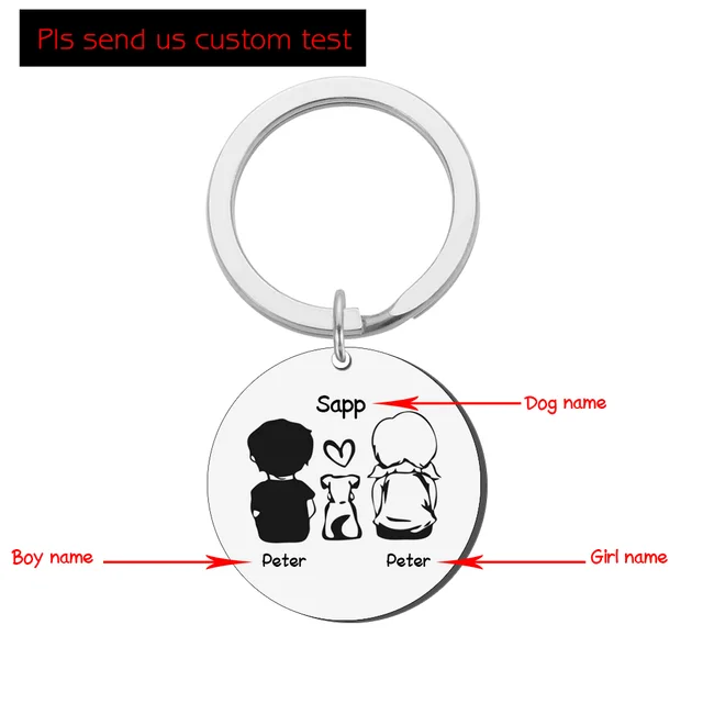 Personalized Round Family Pet Dog Name Keychain Silver - Shop at LoveMi