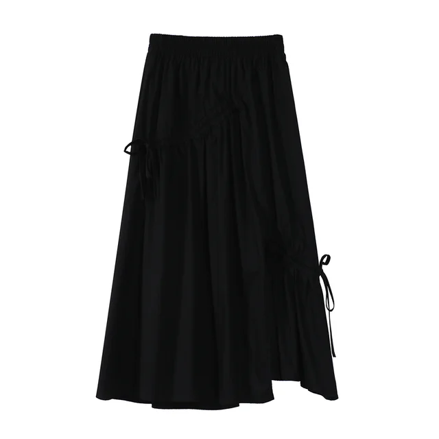Summer High waist Design Feels Thin A line Mid length Skirt Black - Shop at LoveMi