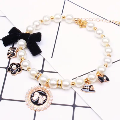 Pet Accessories Dog Chain Teddy Lace Bow Cat Bell Hepburn Style - Shop at LoveMi