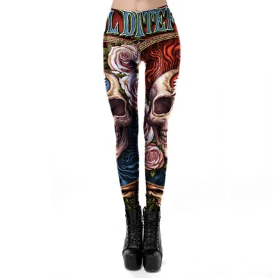 Halloween Skull Pattern Print Ladies Leggings Picture Color S - Shop at LoveMi