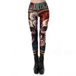 Halloween Skull Pattern Print Ladies Leggings - Picture Color-S