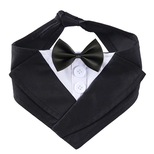Dog Gentleman Suit Bow Tie Bib Saliva Towel Black - Shop at LoveMi