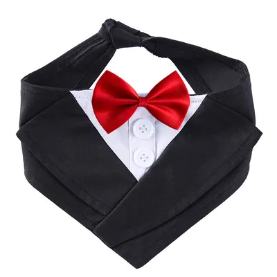 Dog Gentleman Suit Bow Tie Bib Saliva Towel Red - Shop at LoveMi