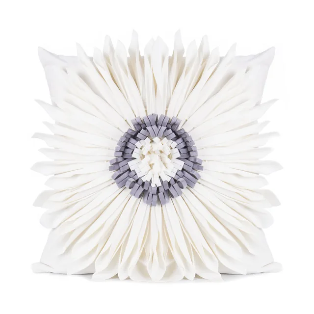 Fashion Modern Style White Throw Pillows Velvet Stitching 3D Chrysanthemum Cushion Waist Pillow Blue Cushion Case White - Shop at LoveMi