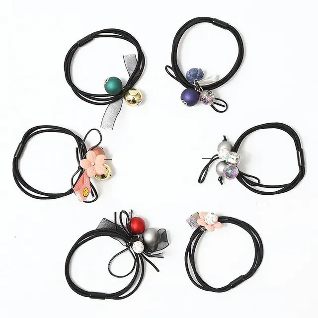 Ocean Blue Hair Tie Adult Crystal - 6Piece Set Of Mixed Color