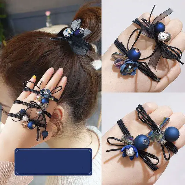 Ocean Blue Hair Tie Adult Crystal 6Piece Set Of Sea Blue - Shop at LoveMi