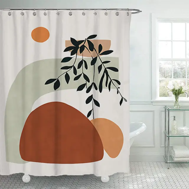 Simple Geometric Shower Curtain Bathroom Polyester Waterproof Shower A1 - Shop at LoveMi
