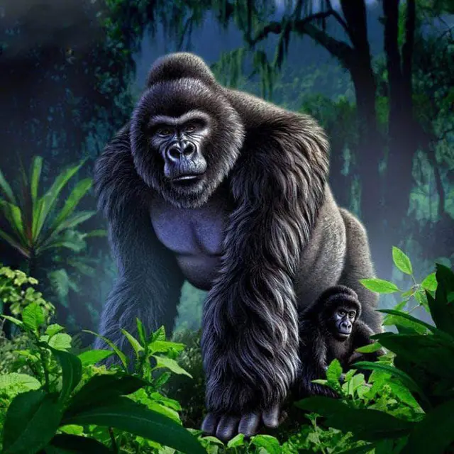 Diamond Embroidery 5D Black Gorilla Mosaic DIY Cross Stitch Embroidery Black Round - Shop at LoveMi