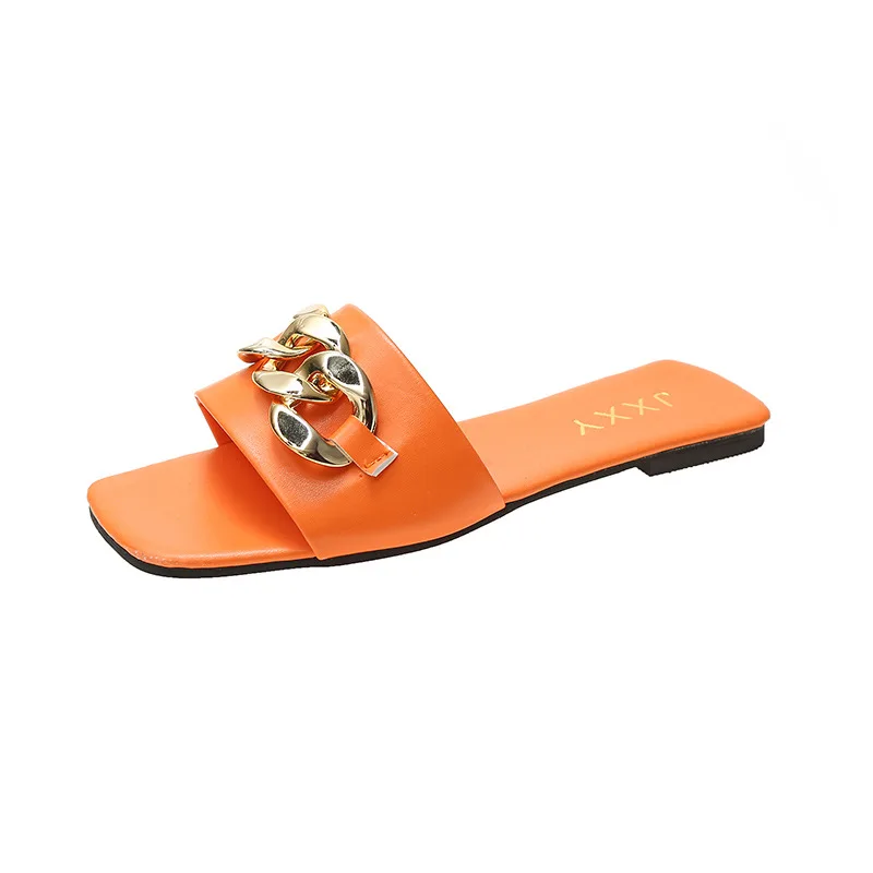 New Style Women's Slippers With Square Toe Flip Flops Orange - Shop at LoveMi