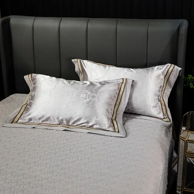 Cotton Satin Jacquard Single Pillowcase For A Pair Of Two Grey - Shop at LoveMi