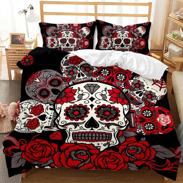 Three piece Skull Digital Printing Duvet Cover 4Style - Shop at LoveMi