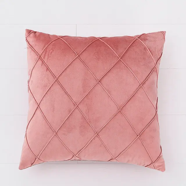 Velvet Nordic Ins Pillowcase Nine Points Grid Powder - Shop at LoveMi