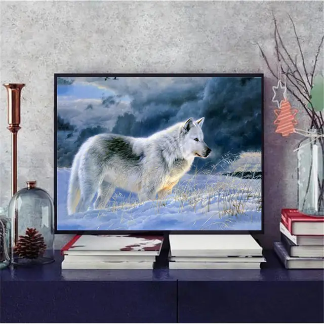 Living Room Decoration Painting Round Diamond Square Diamond Wolf - Shop at LoveMi