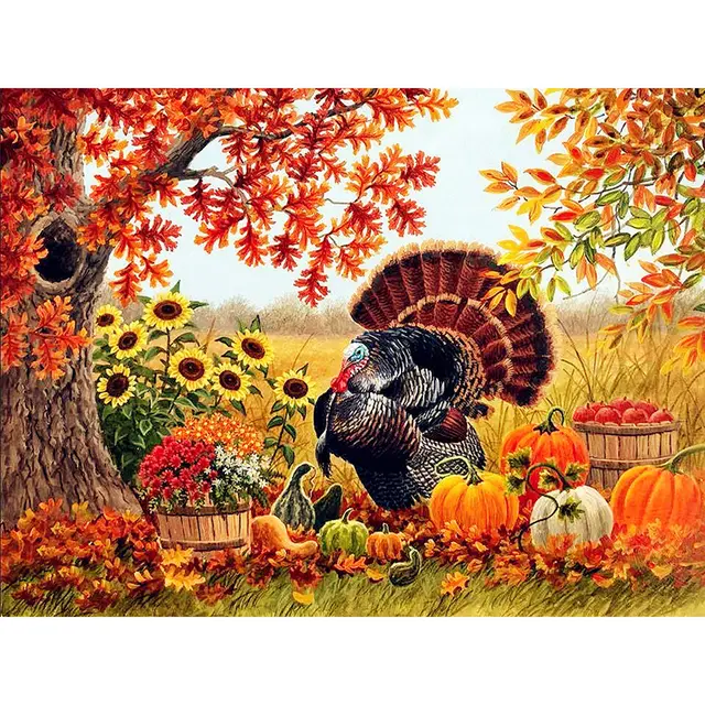 Animal Diamond Painting Diamond Embroidery Turkey Pumpkin Cross Stitch Full Square Diamond Turkey Pumpkin - Shop at LoveMi