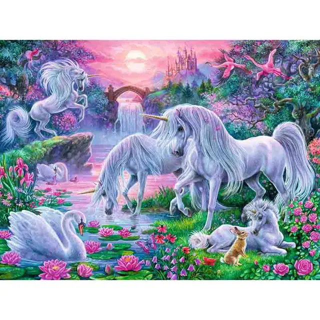 5D Resin Diamond Painting Round Diamond Embroidery Craft Mosaic Cross Stitch Unicorn And Swan - Shop at LoveMi