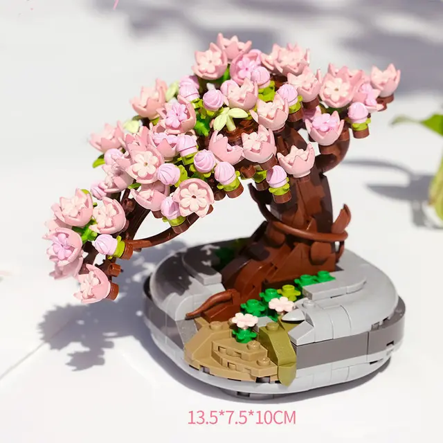 Assembled Building Blocks Toy Model Succulent Potted Flower Red - Shop at LoveMi