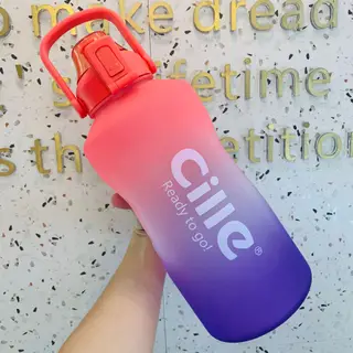 Plastic Water Cup, Large Capacity Gradient Cup, Outdoor Sports Fitness Water Bottle, Portable Cup - Red