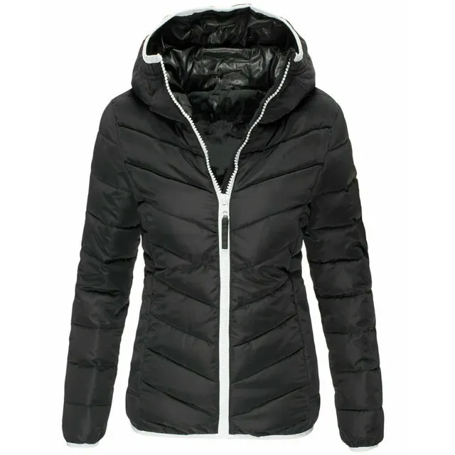 Jacket Pure Color Hooded Cotton Jacket Women Korean Casual Warm Black - Shop at LoveMi