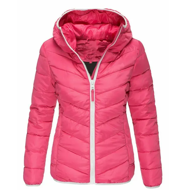 Jacket Pure Color Hooded Cotton Jacket Women Korean Casual Warm Pink - Shop at LoveMi
