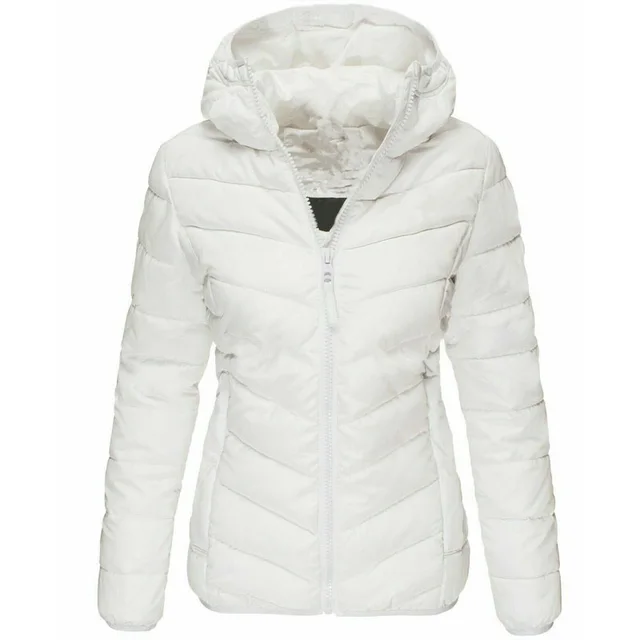 Jacket Pure Color Hooded Cotton Jacket Women Korean Casual Warm White - Shop at LoveMi