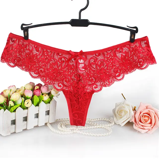 Sexy Lace Hollow Sexy Underwear Ladies Low rise Seamless Thong Red - Shop at LoveMi