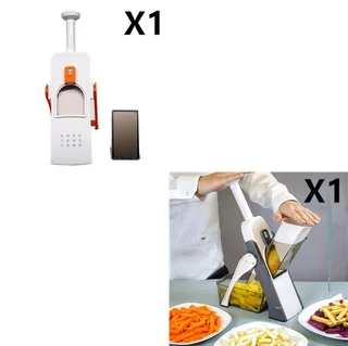 Multifunctional Vegetable Cutter Paper Shredder Kitchen Tool Meat Cutter Pound Garlic Household Shredder Onion Ginger Artifact - Orange Grey Set - View 1