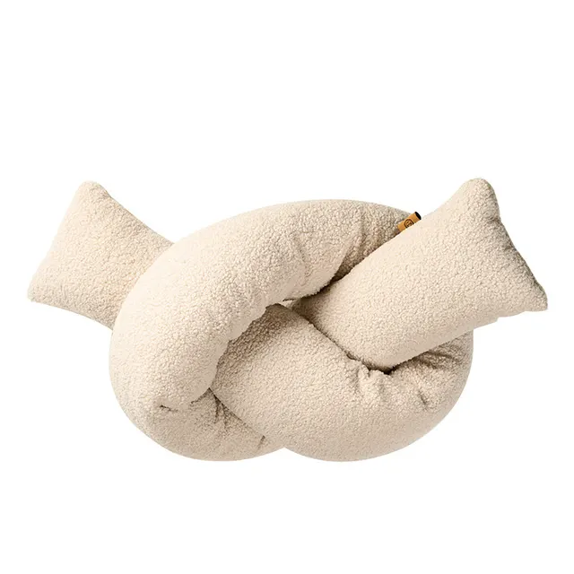Geometric Shape Loop Velvet Soft And Comfortable Bedside Pillow Beige Twisted - Shop at LoveMi
