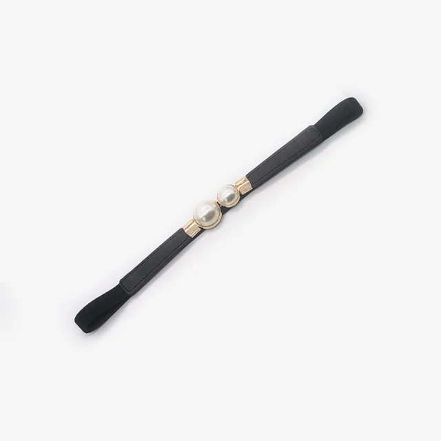 Pearl Pair Button Fine Ladies Dress Fashion Hundred Matching Accessories With Elastic Elastic Waistband Waist Black - Shop at LoveMi