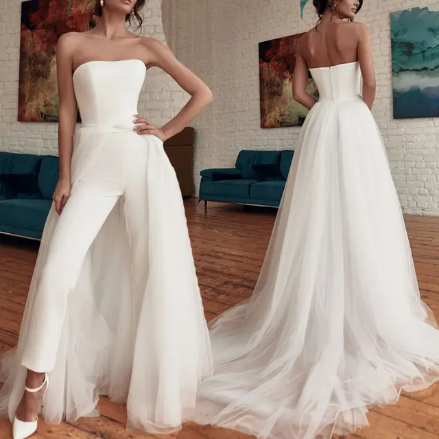 Sexy Tube Top Sleeveless Slim Fit Jumpsuit White - Shop at LoveMi