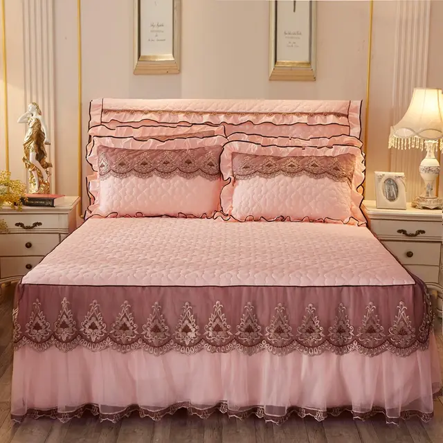 Quilted Lace Bed Skirt Thickened Plus Cotton Bedspread Single Piece Simmons Bed Cover Bed Circumference 1.8m Bed Light Sha Man Dance Jade - Shop at LoveMi
