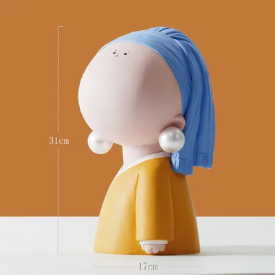 Artistic Girl With Pearl Earrings In The Living Room Entrance Entrance Key Storage Tray Decoration Pearl Girl Decoration 31Cm - Shop at LoveMi