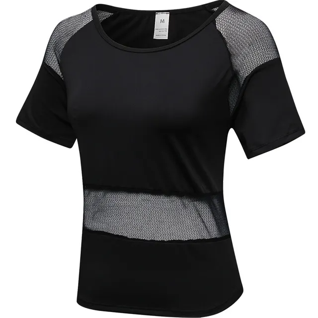 Ladies Mesh Stitching Loose Casual Running Fitness Clothing Black - Shop at LoveMi
