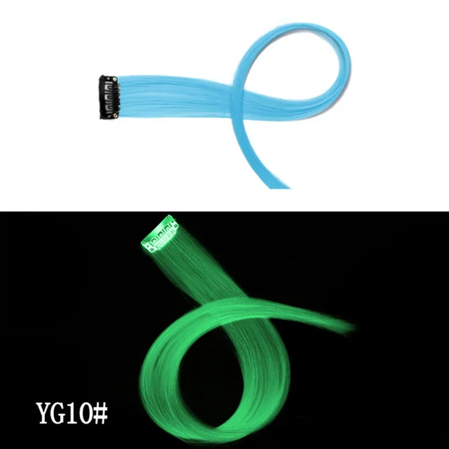 Luminous DIY Clip In Hair Luminous Hairpiece Hair Traceless 50 CM Rainbow Colour Yg010 - Shop at LoveMi