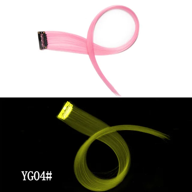 Luminous DIY Clip In Hair Luminous Hairpiece Hair Traceless 50 CM Rainbow Colour Yg04 - Shop at LoveMi