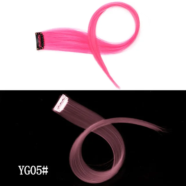 Luminous DIY Clip In Hair Luminous Hairpiece Hair Traceless 50 CM Rainbow Colour Yg05 - Shop at LoveMi