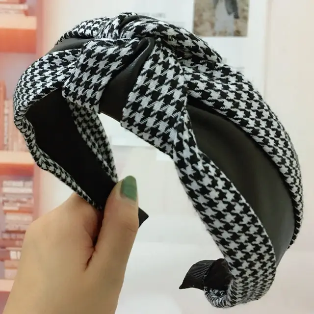 Houndstooth Wide brim Retro Headband Adult Hair Accessories Medium Houndstooth Style - Shop at LoveMi