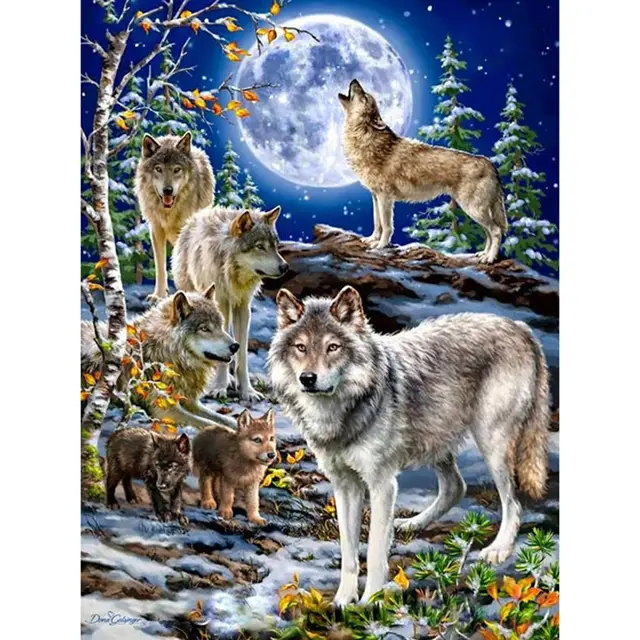 Living Room Decoration Painting Round Diamond Square Diamond Wolf Embroidery - Shop at LoveMi
