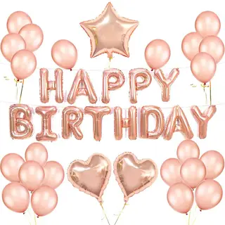 Happy Birthday Birthday Letter 16 Inch Rose Gold Balloon Set - Happy Birthday Set