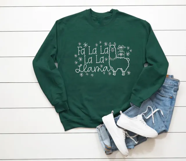 Christmas Casual Round Neck Long Sleeve Sweater Green - Shop at LoveMi
