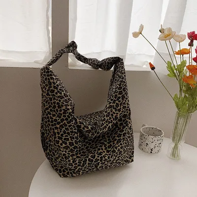Large capacity Leopard Print Bag Canvas Bag Women's Bag Leopard - Shop at LoveMi