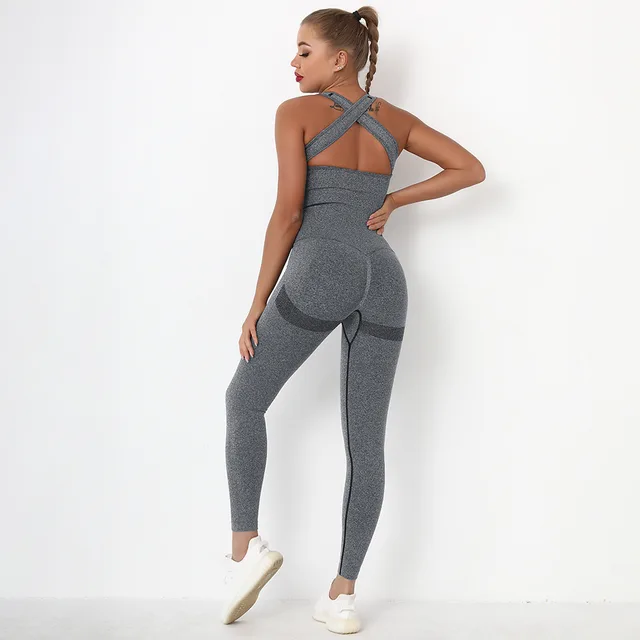Sexy Beauty Back One piece Bra Tight Sports Yoga Wear Dark Grey - Shop at LoveMi
